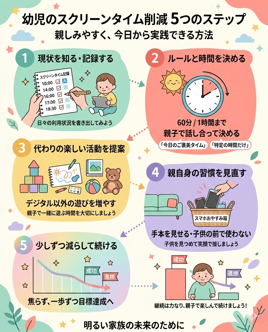 幼児のスクリーンタイム削減のための５つのステップ