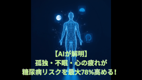 A modern, tech-style hero image showing a glowing digital human body silhouette made of blue neural network lines, with floating holographic icons representing sleep (moon), loneliness (isolated figure), and mental health (brain). Dark navy background with electric blue and cyan accents. Clean minimalist composition, soft glow effects, 3D rendered, cinematic lighting. Color palette: #1A365D, #2563EB, #06B6D4, #F8FAFC. Professional medical-tech aesthetic.