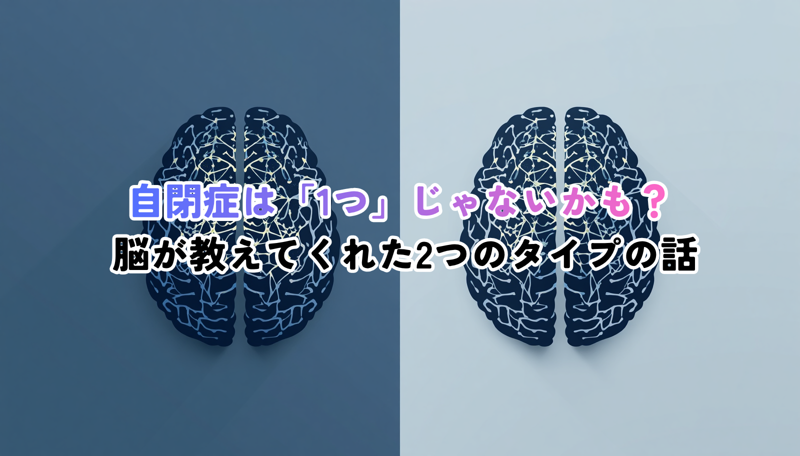 Minimalist professional illustration of two human brain silhouettes side by side, one with dense glowing connection lines (hyperconnectivity), the other with sparse soft lines (hypoconnectivity). Clean medical aesthetic, deep navy (#1F3A5F) and soft blue-gray palette, plenty of white space, flat vector style, subtle gradient, no text.