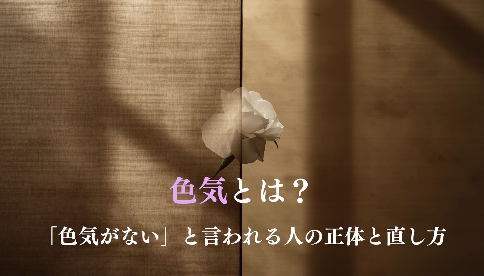 A serene Japanese-modern (wabi-sabi) editorial hero image: a single white camellia half-hidden behind a translucent washi paper screen, soft directional light, deep negative space, muted earthy palette (warm charcoal brown #8C5A3C, antique gold #B8860B, off-white #F3EEE6). Minimal, elegant, suggestive of 'something concealed'. No text. Photographic, shallow depth of field, calm and refined mood.