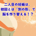 Warm natural illustration of a pregnant woman gently holding her belly, a soft glowing brain outline floating beside her connected by delicate light lines. Cream, terracotta, sage green, warm beige palette. Gentle morning light, minimal flat-illustration style, calm reassuring mood, negative space. No text.