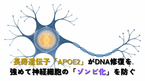 A single stylized neuron rendered in clean flat vector lines, its nucleus glowing softly and protected by a translucent geometric shield; a delicate DNA double helix visible inside the nucleus, intact and unbroken. minimal editorial illustration, professional and clean, flat vector style, white background, deep navy (#1A3A5C) and steel blue (#2E6C9E) primary palette with a single warm amber (#E8A33D) accent, generous white space, thin precise lines, no text labels, no photorealism, medical-science publication aesthetic