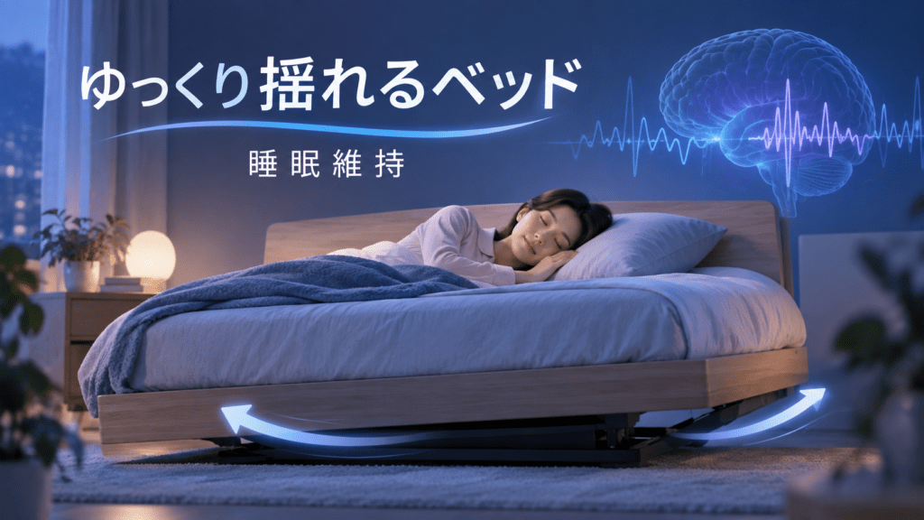 揺れる夜には、夜間に起きていた時間が34％減少し、睡眠効率や主観的な睡眠の質も改善しました。
